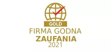 Złoty logotyp firmy godnej zaufania 2021